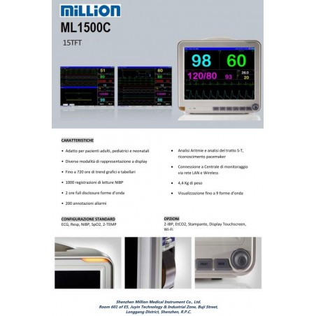 Monitor 15'' multiparametrico Million mod. ML1500C